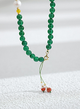 新中式国风绿玛瑙手串项链女