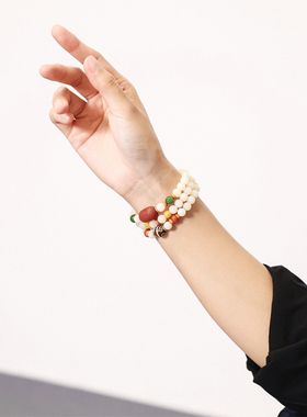 菩提蜜蜡天珠南红枣珠项链手串女