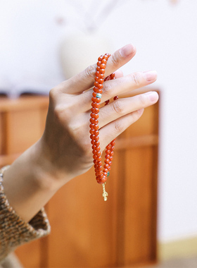 满肉南红玛瑙南瓜珠纳福手串项链