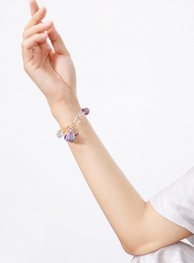 紫水晶白水晶温柔风手串项链女