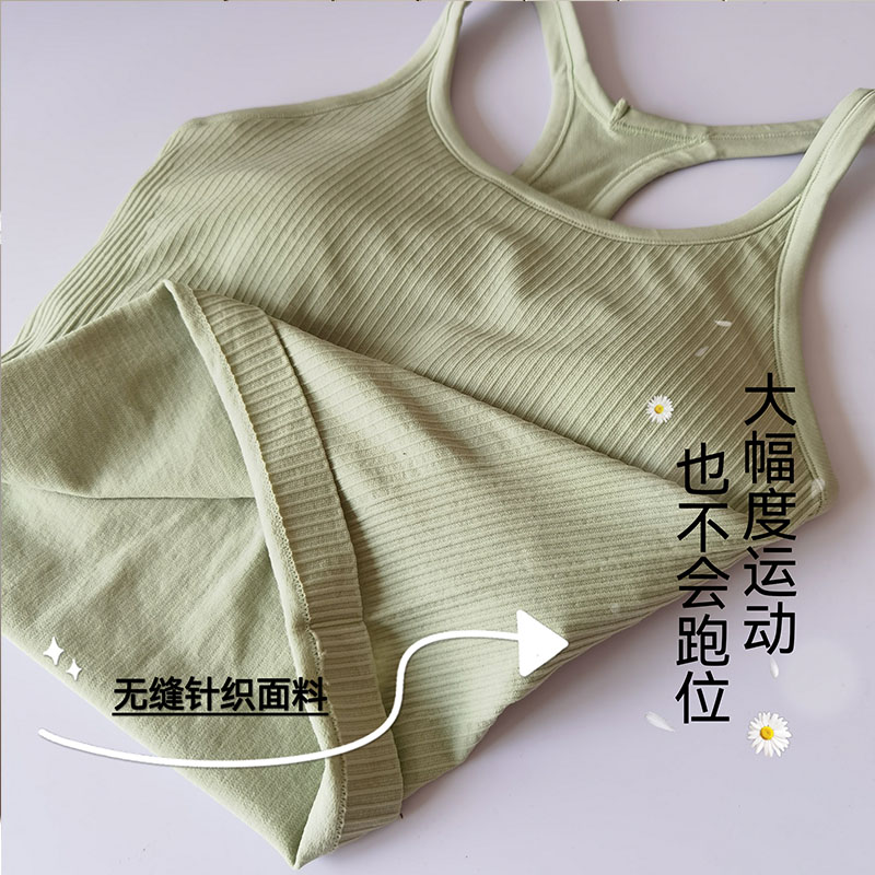 lulu短款无缝工字运动背心女紧身排汗速干健身服螺纹瑜伽上衣夏款-图1