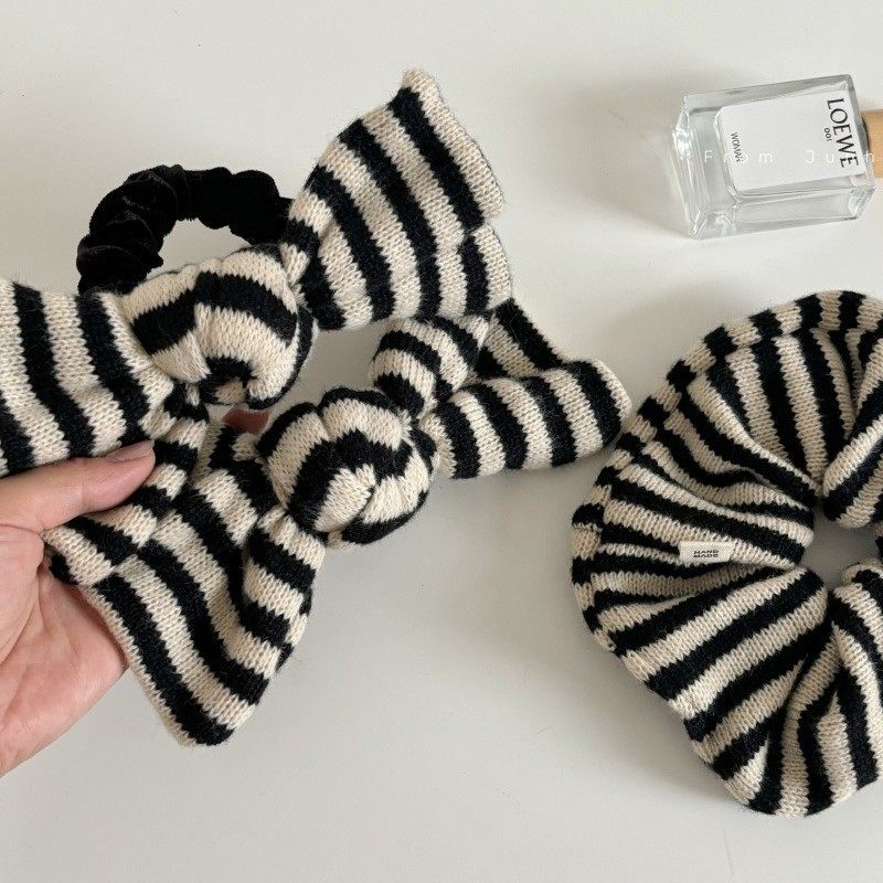 韩国条纹蝴蝶结发圈法式气质发夹发绳设计师款头绳发饰,淘宝优惠券,粉丝福利购,淘宝优惠卷