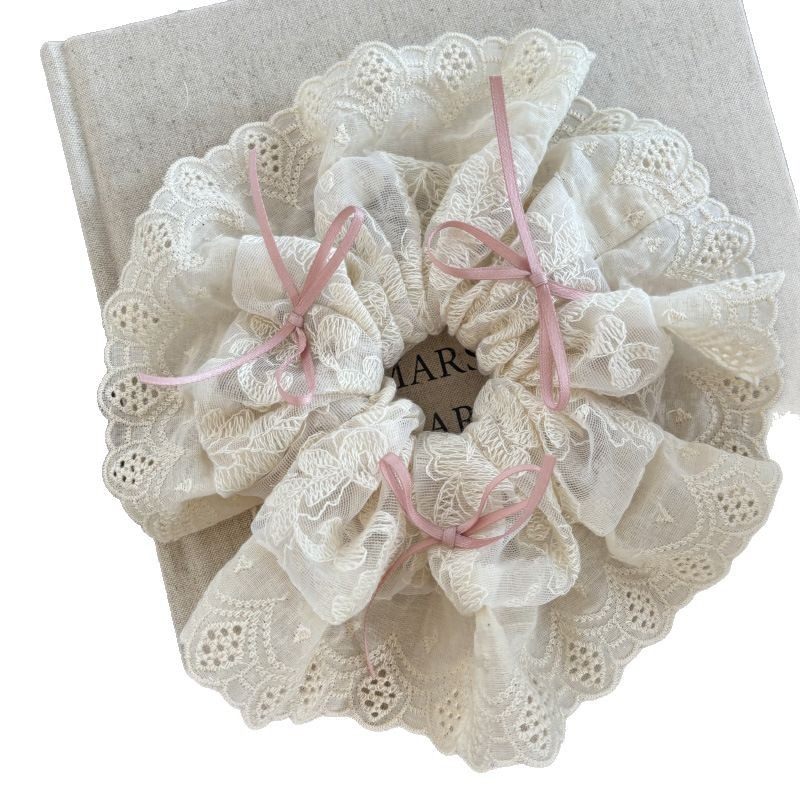 甜美蝴蝶结蕾丝大肠发圈女网红新款半扎发橡皮筋丸子头发绳,淘宝优惠券,粉丝福利购,淘宝优惠卷