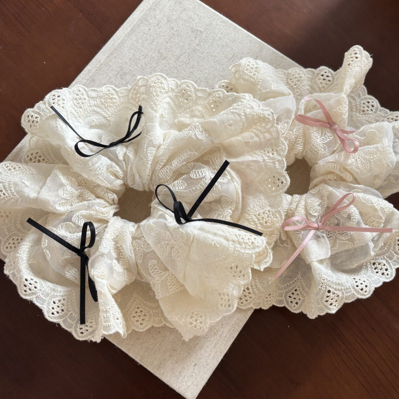 甜美蝴蝶结蕾丝大肠发圈女网红新款半扎发橡皮筋丸子头发绳,淘宝优惠券,粉丝福利购,淘宝优惠卷