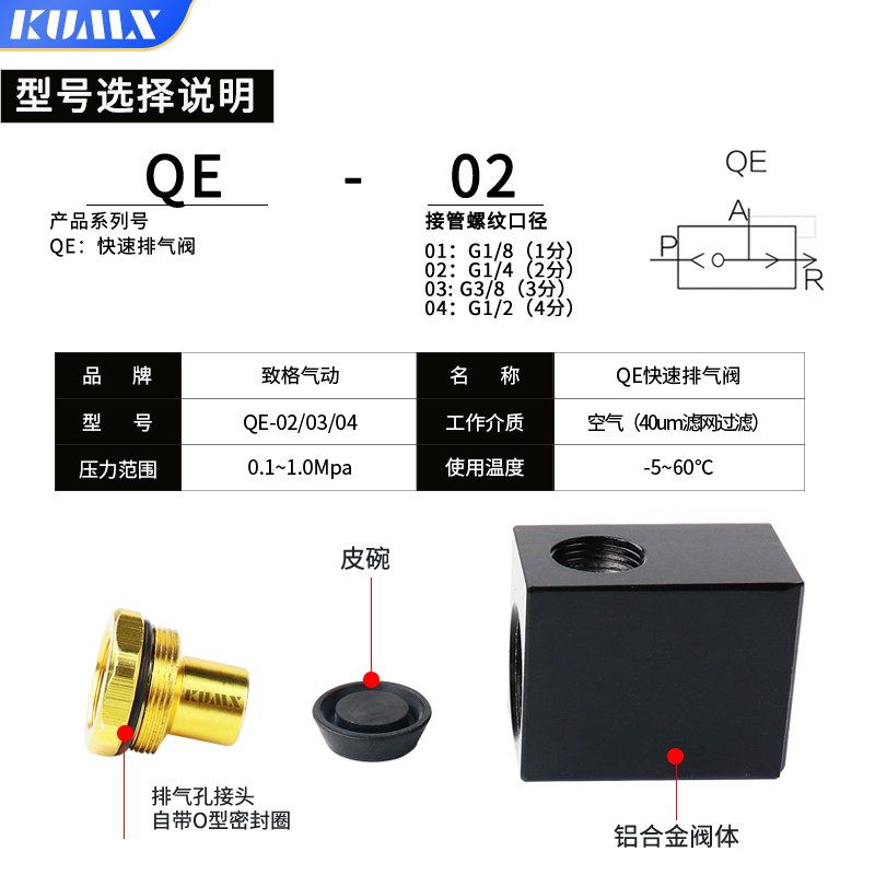 气动QE-02/03/04/01快速排气阀急排阀皮碗QV-06-08-10-15 - 图2