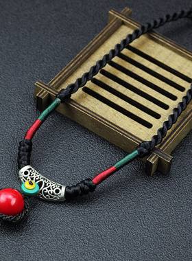 民族风棉麻绳锁骨链简约女