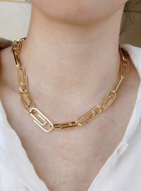 Pueification Garcia个性时尚回旋针设计项链厚金电镀加保护