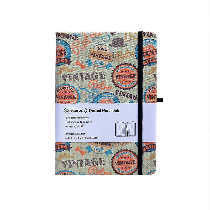 复古点阵子弹笔记本绑带本子160克超厚书写小清新A5硬面手帐本,淘宝优惠券,粉丝福利购,淘宝优惠卷