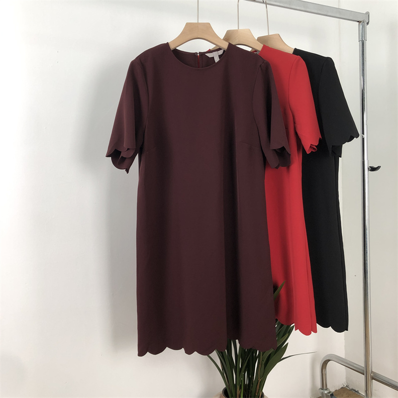 外贸欧美 捡漏 波浪花边 简约宽松版大码连衣裙 - 图3