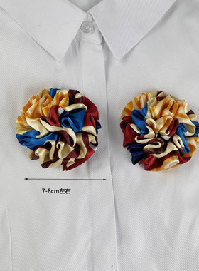 职业胸花头花亮蓝橘上班胸针网兜
