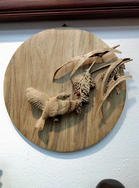 纯手工雕刻，木雕工艺品，杜鹃木，挂件装饰，剑川木雕，背景墙，