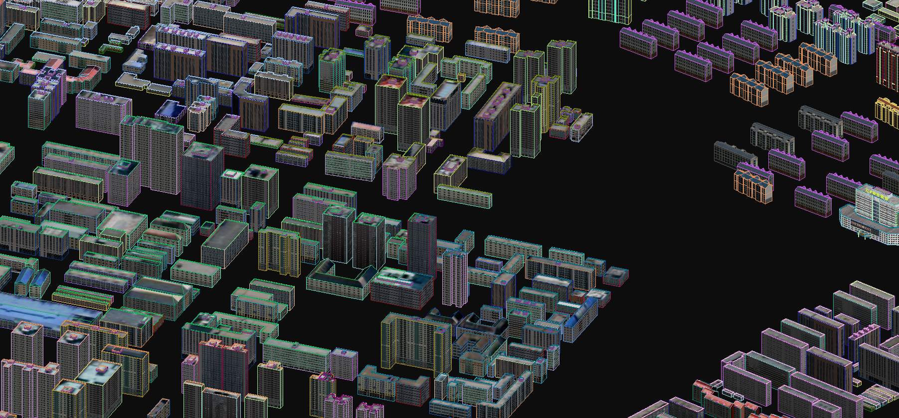 国产简模规划配楼3dmax贴图模型体块简模配景3d模型大型鸟瞰配楼 - 图0