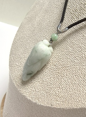 D879# 天然A货翡翠糯种白底辣绿飘花玉米吊坠 金玉满堂挂件