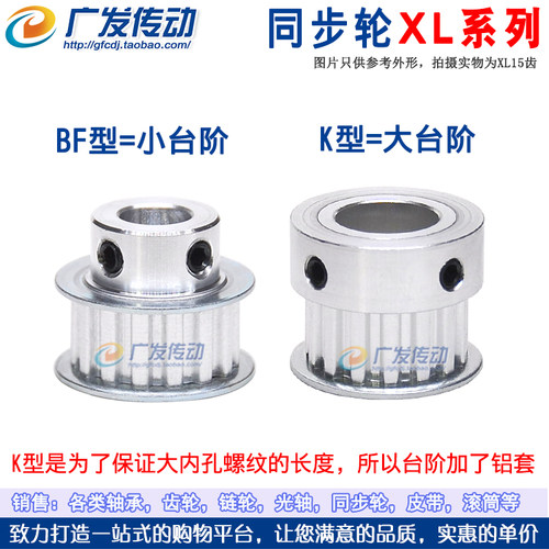 同步轮XL15齿/T 凸台 同步皮带轮 BF型 槽宽11 内孔4-17 带顶丝 - 图1