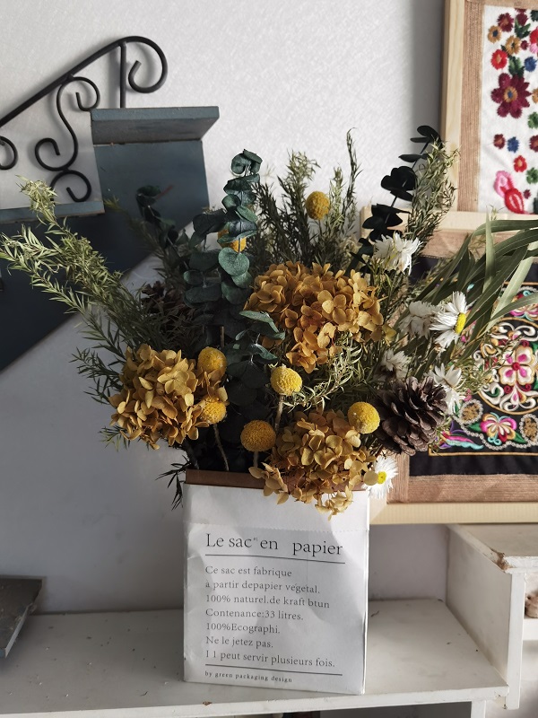美式乡村干花纸皮抱袋组合永生尤加利丹斯菊太阳花向日葵花艺摆件,淘宝优惠券,粉丝福利购,淘宝优惠卷