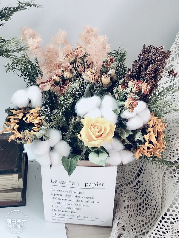 美式乡村干花纸皮抱袋组合永生尤加利丹斯菊太阳花向日葵花艺摆件,淘宝优惠券,粉丝福利购,淘宝优惠卷