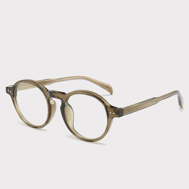 新款时尚潮流幼圆复古板材质感眼镜架8608小众粗框厚实近视眼镜框