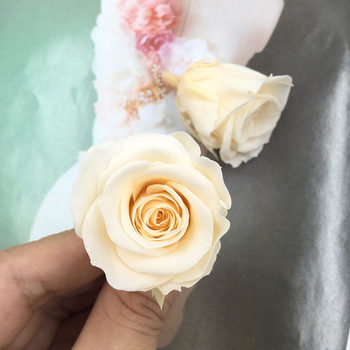 ຮ້ານດອກໄມ້ A-grade 2-3cm immortal flower pearlescent color preservation gradient rose diy small flower head wedding shoe box glass cover