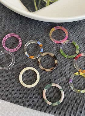 ins复古百搭细款醋酸戒指