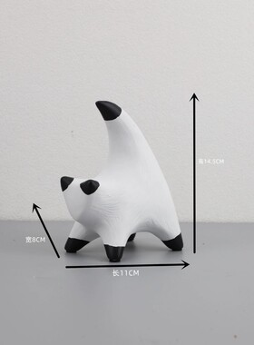 现代简约条纹平面猫动物摆件玄关样板间客厅茶几家居桌面装饰品