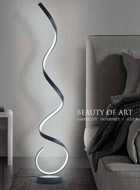落地灯极简设计感北欧客厅沙发旁边网红墙角波浪氛围线条灯全光谱