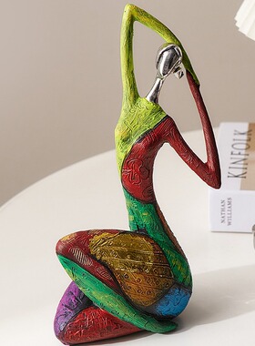 创意抽象人物摆件家居客厅电视柜装饰办公室艺术瑜伽摆设油画