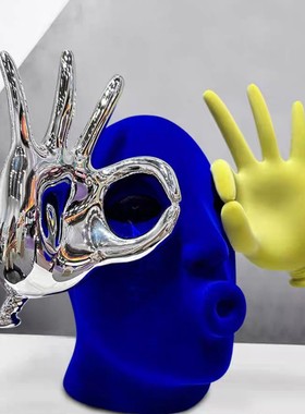 植绒摆件高级感小众创意客厅书房电视柜轻奢抽象艺术雕塑软装饰品