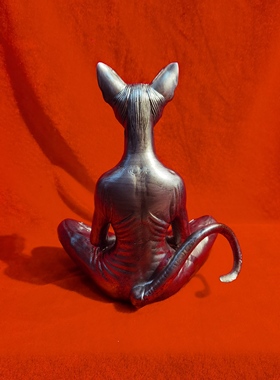 跨境新款 无毛猫打坐树脂摆件 佛系打坐居家摆件 设计创意装饰品