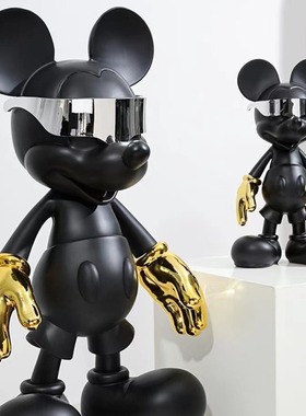 时尚潮流赛博朋克米奇老鼠潮玩摆件客厅玄关电视柜酒吧落地装饰品