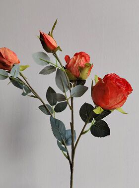 仿真花玫瑰大气高端四头田园玫瑰