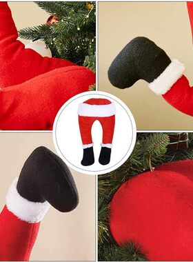 圣诞树装饰毛绒门装饰商场橱窗圣诞老人精灵腿圣诞装饰家居挂饰