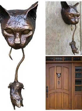 跨境猫吃老鼠门槛摆件挂饰门扣设计特色装饰品家居户外摆件装修