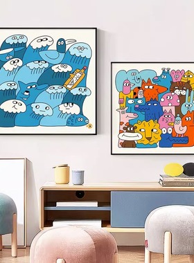 Nina Dzyvulska插画潮流客厅沙发背景墙装饰画ins卧室房间墙挂画