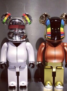 bearbrick1000%70公分蠢朋克三代乐队黄白高版本暴力熊积木熊摆件