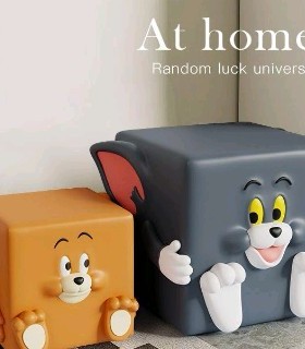 卡通凳子猫老鼠落地摆件客厅矮凳电视柜换鞋凳家居装饰品床头柜