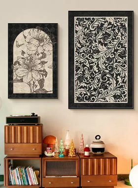 法式复古客厅装饰画中古风挂画客厅高级感壁画玄关画小众艺术