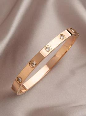 韩版新款情侣手镯钛钢玫瑰金