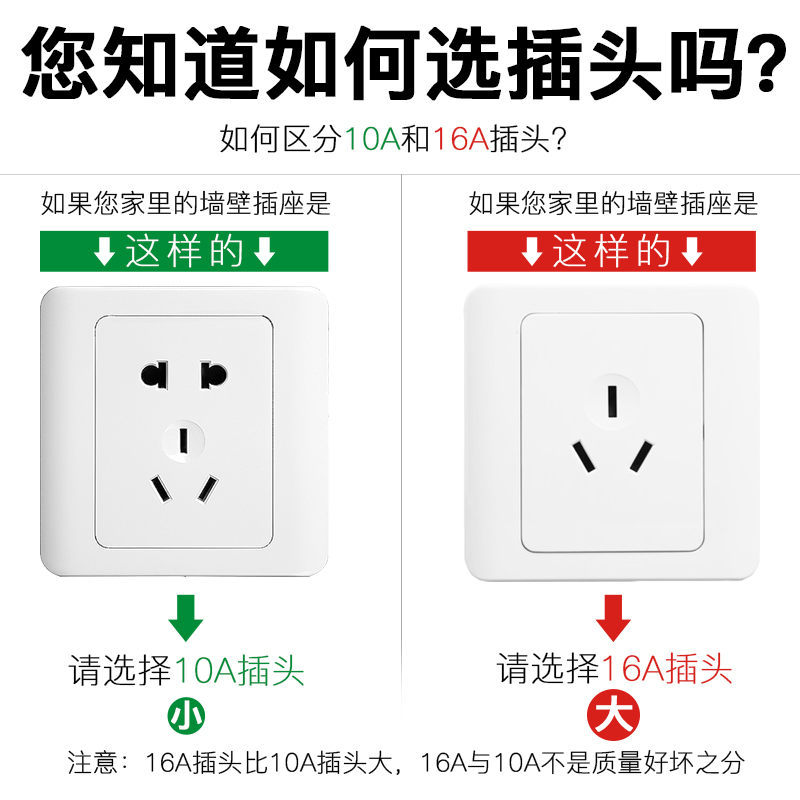 公牛插头二脚三孔2角3脚10A/16A空调工业工程电源电线插头不带线