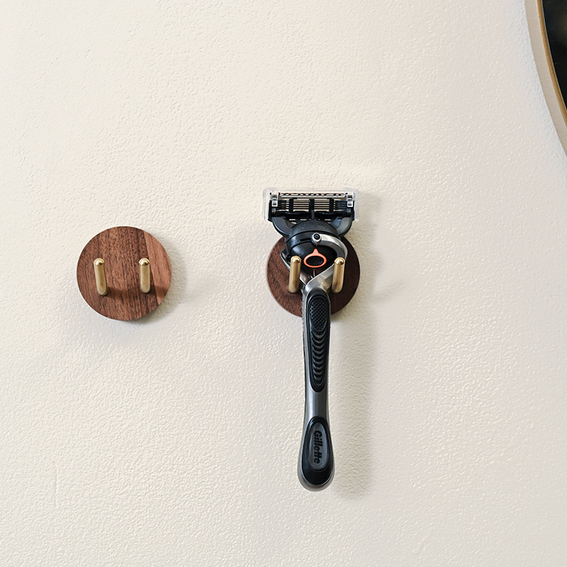黑胡桃木手动剃须刀置物架免打孔卫生间老式刮胡刀挂钩挂架插头架,淘宝优惠券,粉丝福利购,淘宝优惠卷