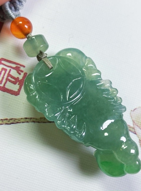 9815号天然缅甸翡翠a货老坑冰种油绿俏阳胖蝎子送钥匙挂一图一物