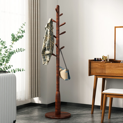 床尾晚上放衣服神器实木衣架落地卧室简易衣帽架儿童家用挂衣架 - 图1