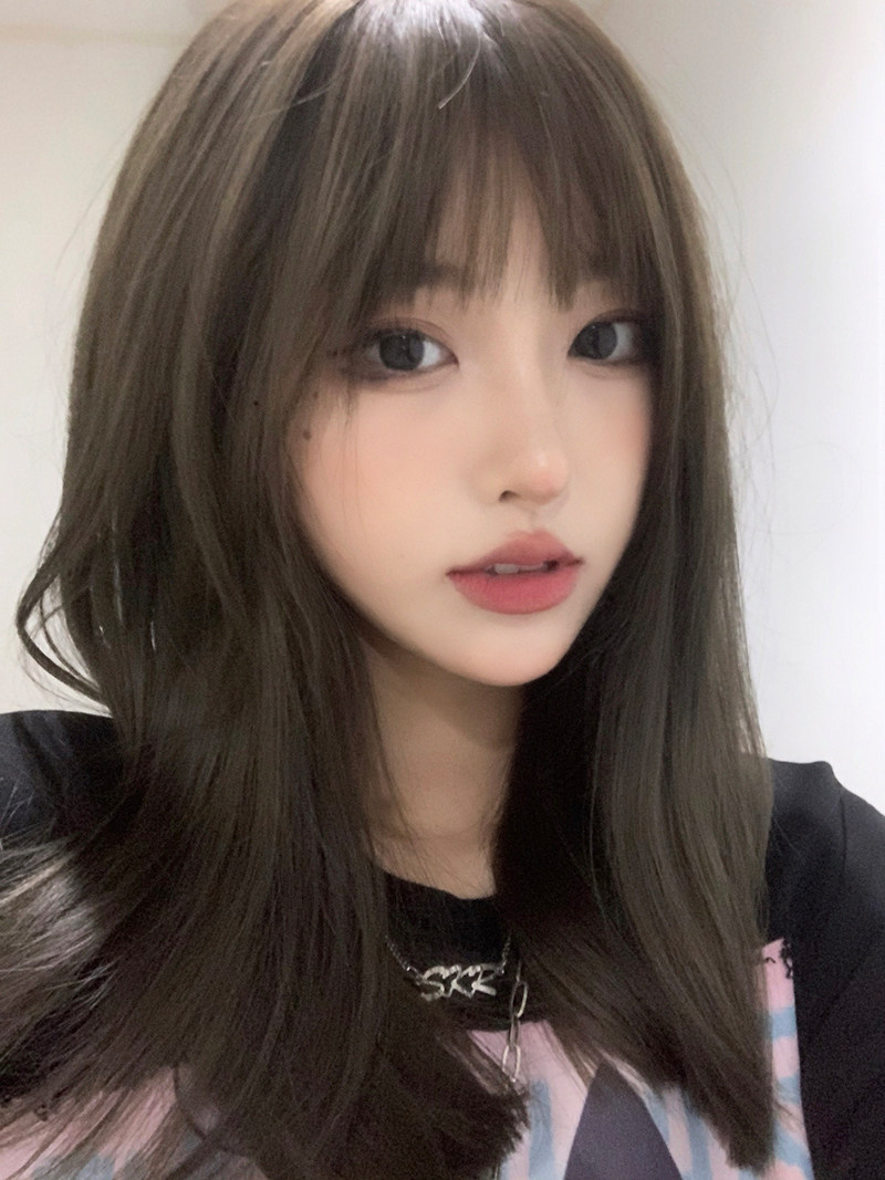 川上富江cos假发女夏网红齐刘海全头套黑色中长发自然日系发型女