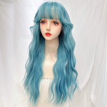 Small Fish Fry Blue Wig Egg Roll Head Big Wave Female Group Full Headgear Woman Sloth Lolita Lorita