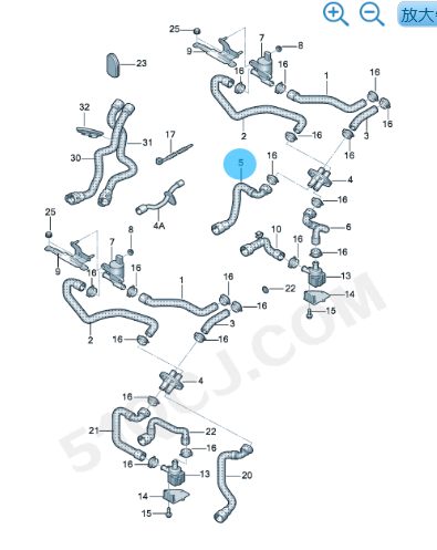 适合奥迪A4L B8 A5 暖风加热水管 防冻液水管 冷却液水管 13-16年 - 图1