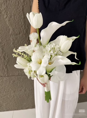 领证手捧花影楼旅拍摄影韩式仿真新娘手捧花婚纱拍照道具手工花束
