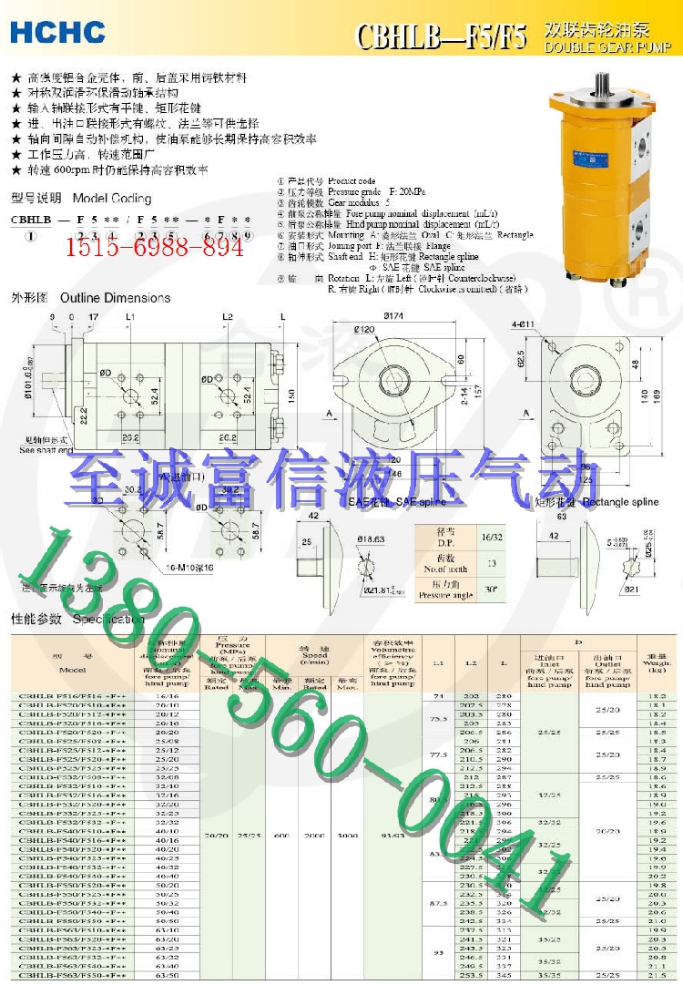 合肥长源原装正品齿轮油泵CBHLB-F563/F520-AFφL假一罚十 - 图0