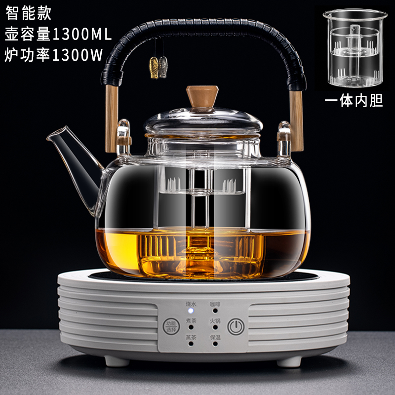 2024新款玻璃蒸煮一体茶壶烧水泡茶具全自动电陶炉煮茶器家用套装 - 图1