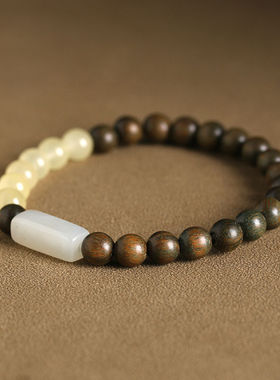 细6mm绿檀木手串女小叶紫檀黑檀木和田玉金丝檀木手链小众文艺范