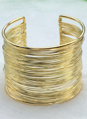 夏季欧美手环金色夸张大手镯朋克