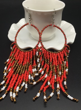 民族风红色个性项链耳环手镯套装